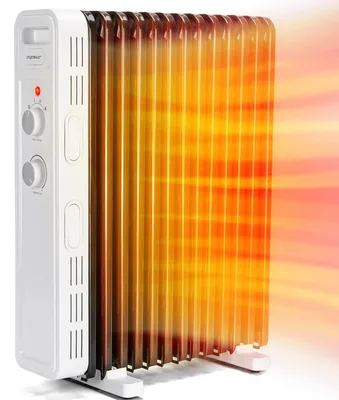 Produktbild von Ölradiator 2500W Energiesparend, 13 Rippen, Thermostat, 3 Heizstufen, Kipp- & Überhitzungsschutz, Elektrische Heizung für 30m², Mobil