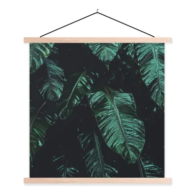 Produktbild von MuchoWow® Textilposter Dschungel - Palme - Blätter - Tropisch 120x120 cm mit holzfarbenen Rahmen - Textil-Poster