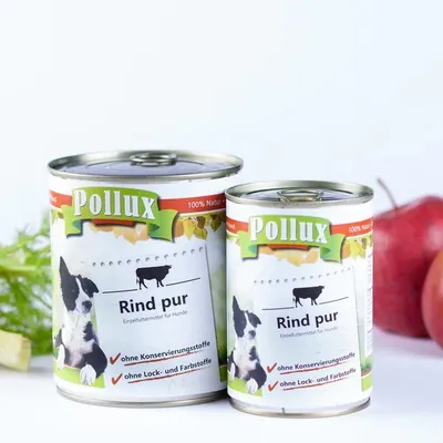 Produktbild von Pollux Nassfutter Rind Pur – getreidefreies Hundefutter für Hunde 400g Dose