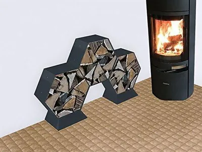 Produktbild von Kaminholzregal 5-teilig Größe XL-360 für 30 cm lange Holzscheite mit Rückwand