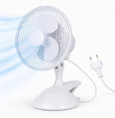 Produktbild von Tischventilator leise mit 90° Schwenkfunktion – Tragbarer Ventilator 3 Leistungsstufen für gleichmäßige Luftverteilung (Ventilator mit Clip Ø 16 cm)