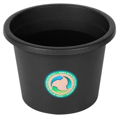Image de Pot de fleurs pour l'extérieur - Pot rond - Plastique - 23 cm - Noir