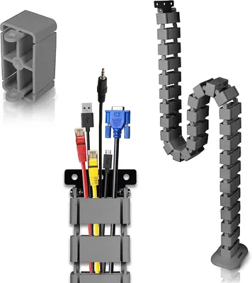 Produktbild von Duronic CM1DM BK Kabelkanal | Kabelführung für Schreitisch | Flexibles Kabelmanagement für Ordnung am Arbeitsplatz und Werkstatt | Modular bis 1,3m | Metallplatte zum Schrauben unter Tisch | Kunststoff