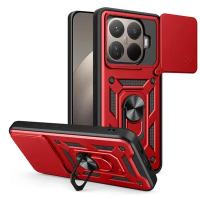 Produktbild von MobyDefend Hülle für Xiaomi 15T Pro - Panzerhülle mit drehbarem Ring und Standfunktion - Rot