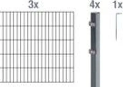 Produktbild von Alberts Doppelstabmatten Zaun, Höhe 120 cm, Länge 6 m, Zaun-Komplettset zum Einbetonieren, anthrazit