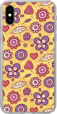Produktbild von MuchoWow® Handyhülle Schutzhülle Hülle für Telefoonhoesje iPhone Xs Muster - Blumen - Lila - Orange Silikon Softcase Handy Hülle - Handytasche