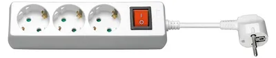 Image de Goobay 51083 Multiprise avec interrupteur 3 m, blanc, 3 m - 3x prise femelle avec contact de protection, sécurité enfants