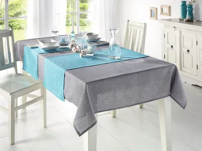 Produktbild von Tischläufer 'Melange', türkis 40 x 140 cm