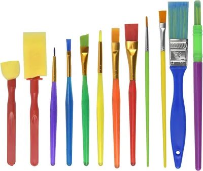 Produktbild von Kinderpinsel, 12 Stück. Künstlerpinsel für Kinder, Pinselset für Aquarell, Öl, Acryl und Gesichtsbemalung