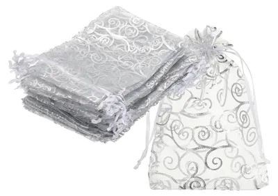 Obrázek produktu pro 100 kusů organza sáčků 10 x 15 cm - sáčky se stahovací šňůrkou na šperky a dárky