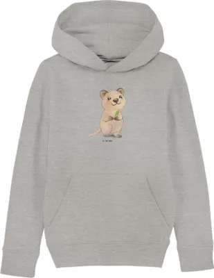 Produktbild von Mr. & Mrs. Panda Kinderpullover Quokka Happy 9-11 Jahre (134/146) - Heather Grey - Geschenk, Pullover, Lustige Sprüche, Hoody, Verschieben, Hoodie, Niedliches Tier