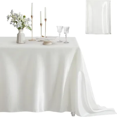 Productafbeelding van Satinede tafelkleed, rechthoekig, 152x260 cm, wit, polyester
