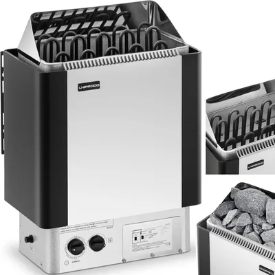 Produktbild von Elektrischer Saunaofen mit eingebauter Steuerung 9-13 m3 bis 110°C 400 V 9 kW silber-schwarz