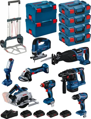 Image de BOSCH Kit BK803 (GST18V-125B+GKS18V-57-2+GDX18V-200+GBH18V-22+GSA18V-28+GLI18V-300+GWS18V-7+GSR18V-45+4x4,0Ah ProCORE)