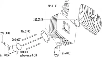 Produktbild von Polini Zylinder Dichtungssatz Serie 6000 80 ccm 48 mm kompatibel mit Fantic