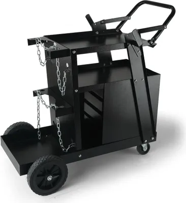 Produktbild von Schweißwagen 2 Ablageflächen mit 4 Schubladen - Schweißmobil Max. 100-120kg Wagen für Schweßgeräte - 2 Gasflaschenhalterung  - Ideal für Handschweißen Schutzgasschweißen Argon-Lichtbogenschweißen