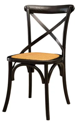 Produktbild von Stuhl Cross aus Massivholz und Sitzfläche aus Rattan, Ausführung Schwarz
