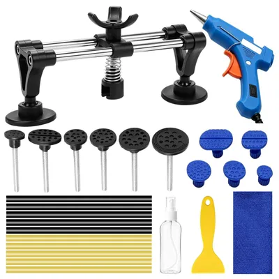 Immagine prodotto di Kit per la riparazione di ammaccature su auto, completo di ponteggio sollevatore, pistola per colla a caldo e bastoncini di colla