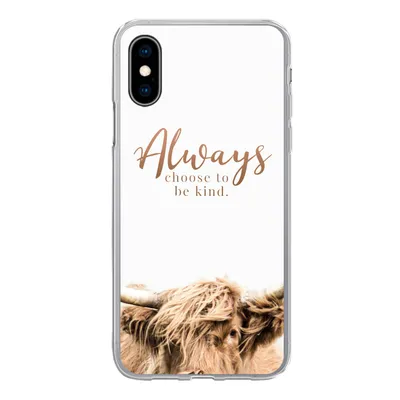 Produktbild von MuchoWow® Handyhülle Schutzhülle Hülle für iPhone X Schottischer Highlander - Zitate - Weiß Silikon Softcase Handy Hülle - Handyhülle