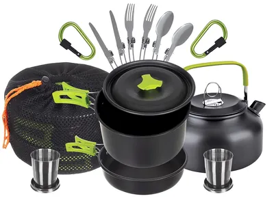 Produktbild von Verk 14463 Camping Kochgeschirr-Set für zwei schwarz