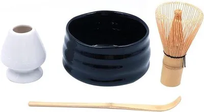 Image de Ensemble de cuillères en bambou pour la cérémonie du thé japonaise, comprenant un fouet à matcha, un bol, un support et une cuillère en bois