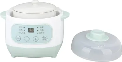 Zdjęcie produktu dla wolnowar 200W 1L z ceramicznym garnkiem wewnętrznym - Timing Green równomierne podgrzewanie Elektryczny garnek do gotowania gulaszu Wtyczka UE 220 V