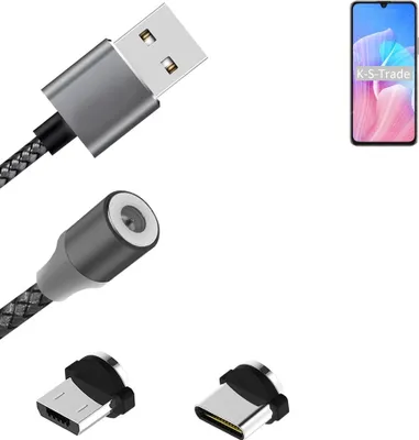 Produktbild von K-S-Trade Hochwertiges Magnet-Lade-kabel Sync-Kabel Daten-Kabel für Huawei Enjoy Z 5G mit USB-Typ-C-Anschluss und Micro-USB-Anschluss 2A bis zu