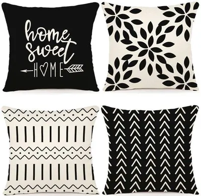 Obrázok produktu pre Uniqoos® Sada 4 vankúšových poťahov z ľanu, 40 x 40 cm – vhodné do obývačky a záhrady, so skrytým zipsom