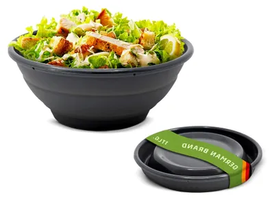 Produktbild von Faltbare Silikonschüssel, 20 cm, grau, zum Aufbewahren, Servieren und Frischhalten, Salatschüssel für Küche und Camping