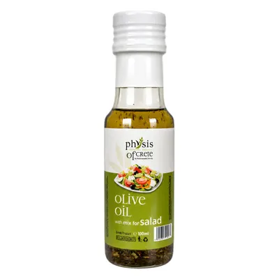 Physis of Crete Kräuter-Olivenöl Extra Native 100 ml Flasche auf weißem Grund