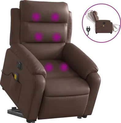Produktbild von Massagesessel mit Aufstehhilfe Elektrisch Braun Kunstleder