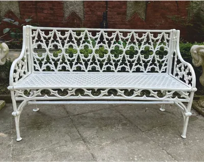 Produktbild von Casa Padrino Jugendstil Gartenbank Weiß 137 cm - Barock & Jugendstil Garten Möbel