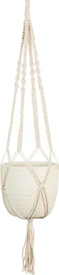 Produktbild von Scheurich Corteza Sky, Hängeampel aus Baumwolle Länge 90 cm & Keramik,  Farbe: Vainilla, 15,6 cm Durchmesser, 14 cm hoch, 1,9 l Vol.