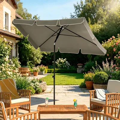 Produktbild von Rechteckiger Sonnenschirm – Gartenschirm & Strandschirm für Außenbereich, UV-Schutz, wetterfest, ideal für Garten, Strand, Terrasse & Balkon