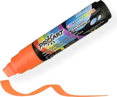 Immagine prodotto di Pennarelli a gesso LEVIATAN per lavagna, lavabili | Pennarelli a gesso cancellabili a secco e a umido | Pennarelli a gesso, Chalk Marker | Punta a cuneo 10 mm - Arancione