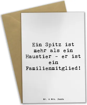 Produktbild von Mr. & Mrs. Panda Grußkarte Spruch Spitz Familienmitglied - Weiß - Geschenk, Hunde, Klappkarte, weihnachtskarten, Haustier, Hunderasse, treu, lebhafte Persönlichkeit, Hund
