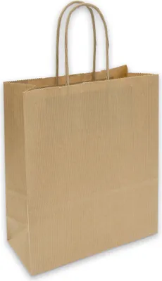 Produktbild von Papiertragetasche Geschenktüte mit Kordel 18x8x22cm 90g Kraftpapier braun