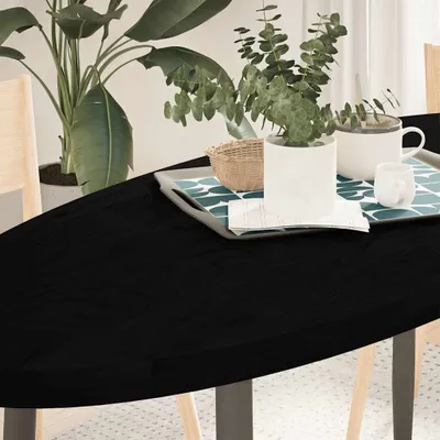 Zdjęcie produktu dla Maison Exclusive - Blat stołu, ciemnobrązowy, 140x60x4 cm, solidne drewno dębowe, kształt owalny