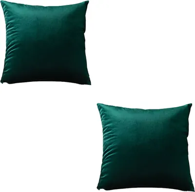 Produktbild von Kissenbezug Samt Smaragdgrün –  Kissenhülle, 40x40 cm, 2er Set – Tiefe Farben für stilvolle Akzente