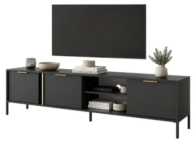 Produktbild von Kalasose - TV-Schrank, 203x40x53h cm Schwarz, 3 Regale