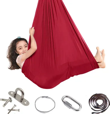 Produktbild von Topchances Kinder Hängematte, Indoor Therapie Schaukel für Kinder 200 kg Kapazität Therapeutische Schaukel Ideal für Kinder Oder Erwachsene Autismus Therapie Revna,Rot,280*100cm