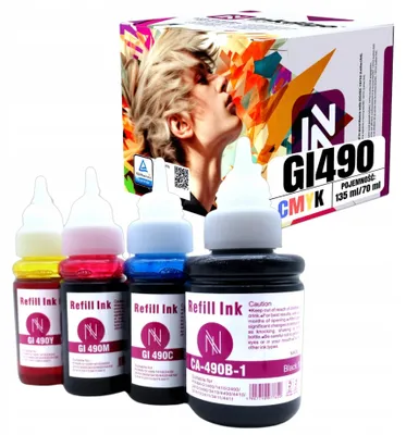 Produktbild von Inkdigo Tintenset GI490XL für Canon Pixma G1400, G1411, G2200, G2400 – CMYK, 345 ml,