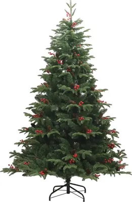 Obrázek produktu pro vidaXL Umělý vánoční stromek skládací se šiškami a bobulemi 180 cm