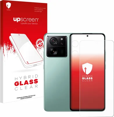 A product shot featuring a smartphone and its screen protector packaging.