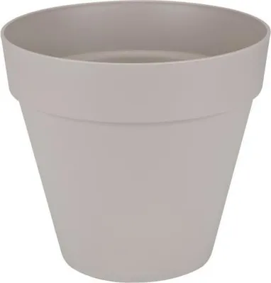 Image de Pot de fleurs rond Elho Loft Urban avec roues, Ø 48.5 x H 44.5 cm, Gris chaud, Réservoir d'eau intégré