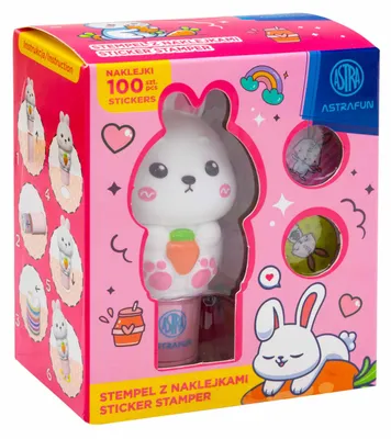 Productafbeelding van Decoratieve stempel met 100 stickers, AstraFun, konijnenthema