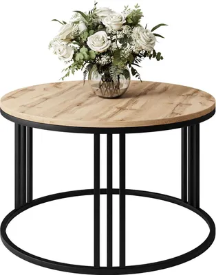 Produktbild von Runder Couchtisch LORI LOFT, Schwarz / Wotan Eiche