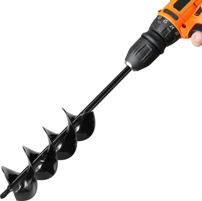 Immagine prodotto di VEVOR Coclea per trapano, Ø 8x41 cm Coclea da giardino, per coclea esagonale da 3/8 di pollice, coclea per palo, coclea per foro, accessori per coclea per scavare fori per pali e recinzioni in giardino