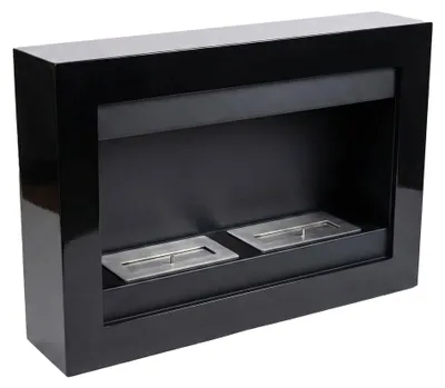 Produktbild von Vespasiano - Wand-Bioethanol-Kamin 80x51x16 cm mit 2 Brennern à 3 Liter Schwarz
