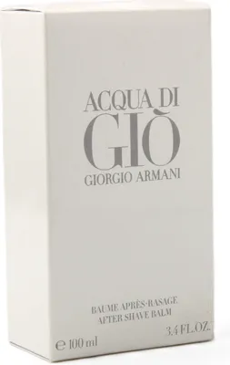 A white box for Giorgio Armani Acqua di Gio After Shave Balm.